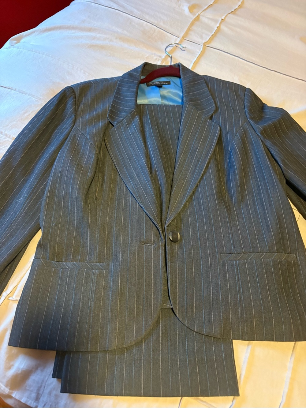 Sharagano Gray Pinstripe Women's Pant Suit